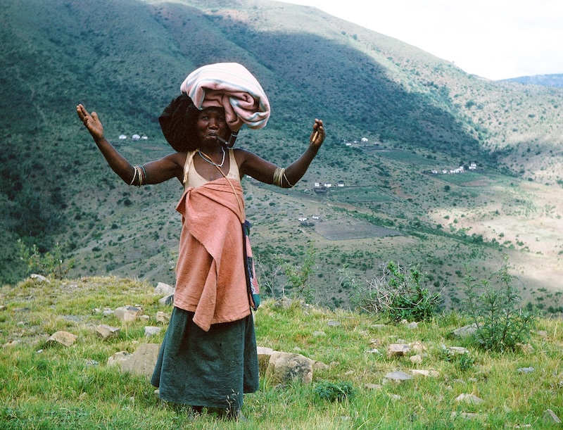 A Xhosa woman posing for photo in her homeland of  The Transkei, South Africa